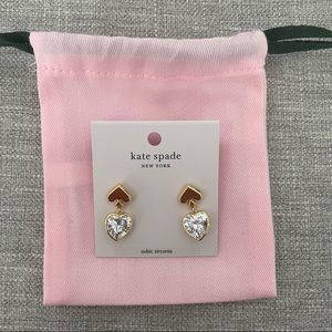 Kate Spade Crystal Heart Earrings Cubic Zirconia